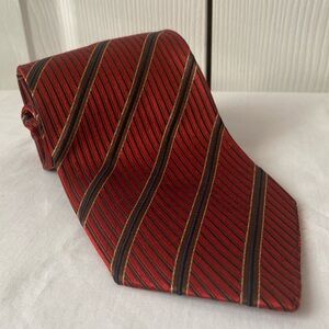 Ermenegildo Zegna Red/Brown/Navy Striped Jacquard 3.5” Silk Tie